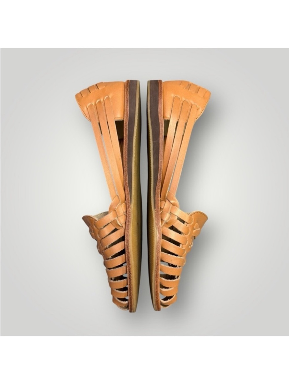 Nisolo Tan Braided Leather Huarache Flats with Box - Picture 12 of 13